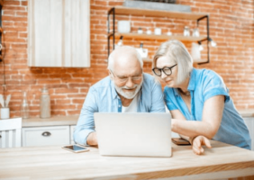 Elderly couple on the computer