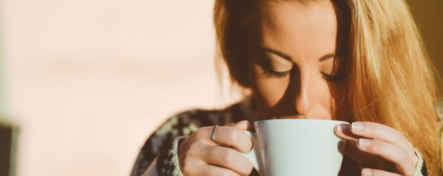 Woman enjoying a cup of tea