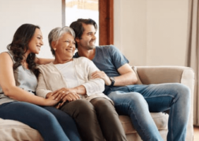 Family together on couch