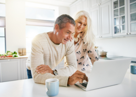 Elderly couple shopping online