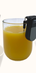 Liquid Level Indicator on the glass of orange juice