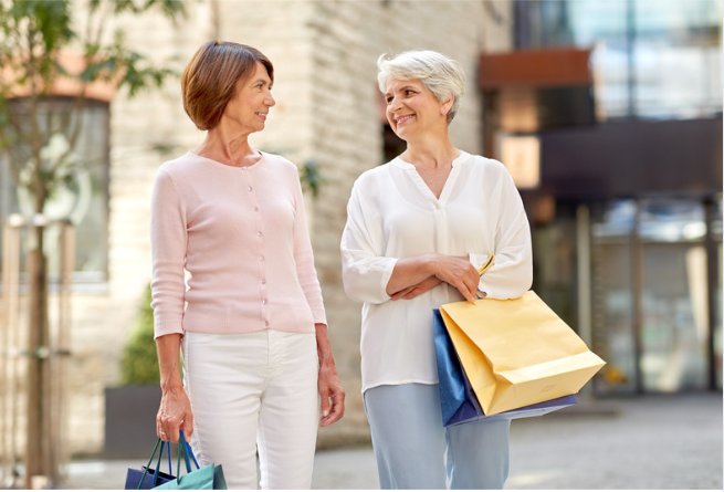 2 elderly women shopping